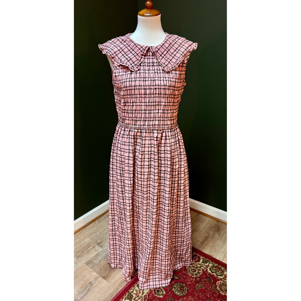 River Island Pink and Black Check Maxi Dress